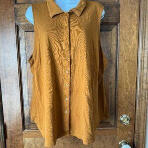 Isaac Mizrahi Live! Butterscotch Sleeveless Button-Down Tunic 2X
